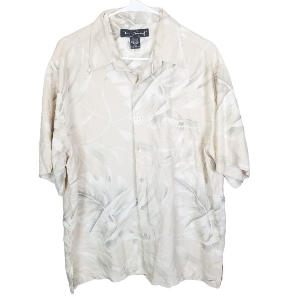 Tori Richard Mens Silk Hawaiian Shirt Size L Resortwear Tropical Beach Vacation